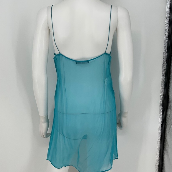 Dolce & Gabbana Vintage Aqua Transparent Silk 2-Piece Dress w/ Floral Appliqué - Picture 14 of 16